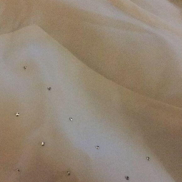 ABS Platinum Sleeveless Blouse Large Sheer Stone embroidery Keyhole Back Ivory - Picture 4 of 4